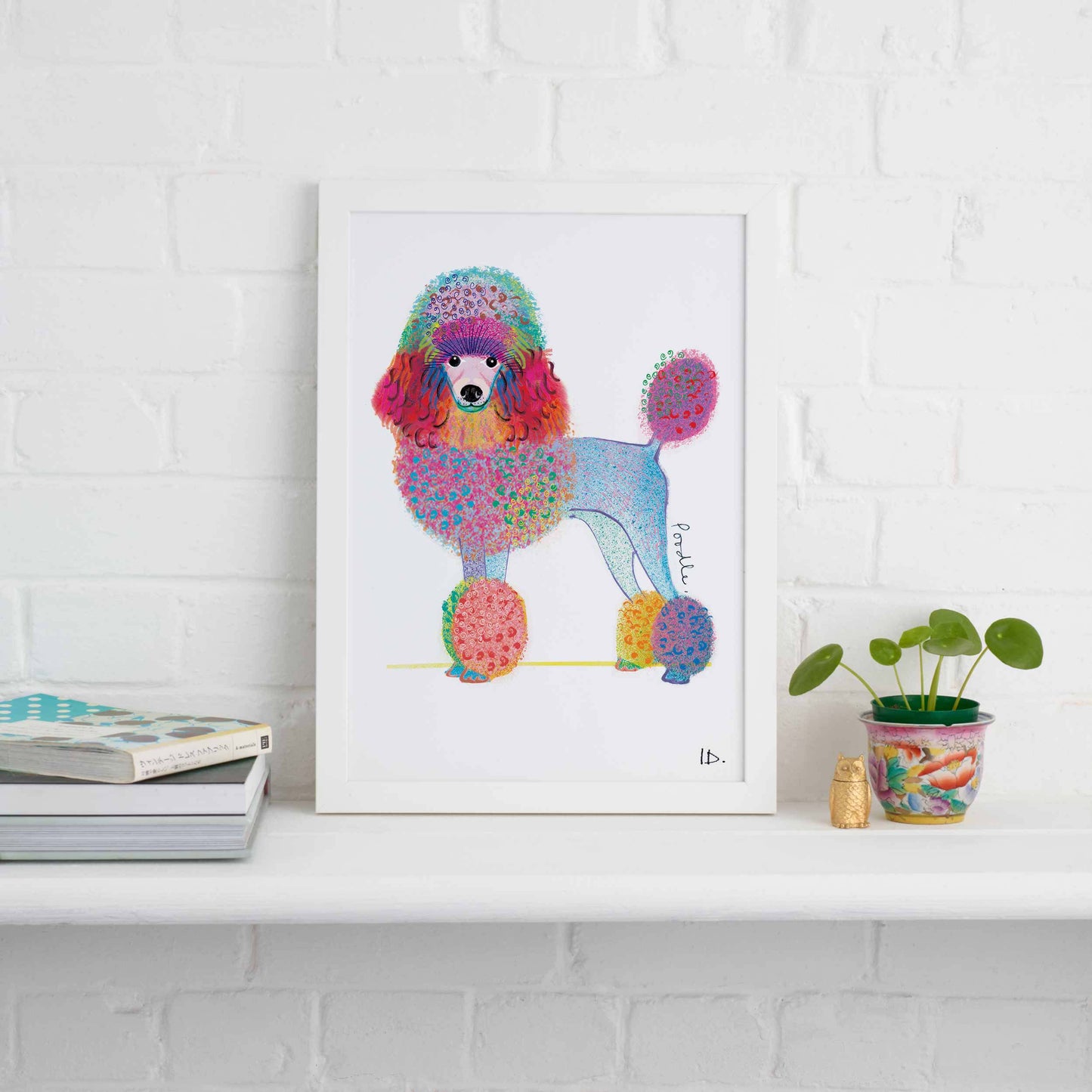 Poodle Framed Print, Dog illustration, Dog Gift, WFP025
