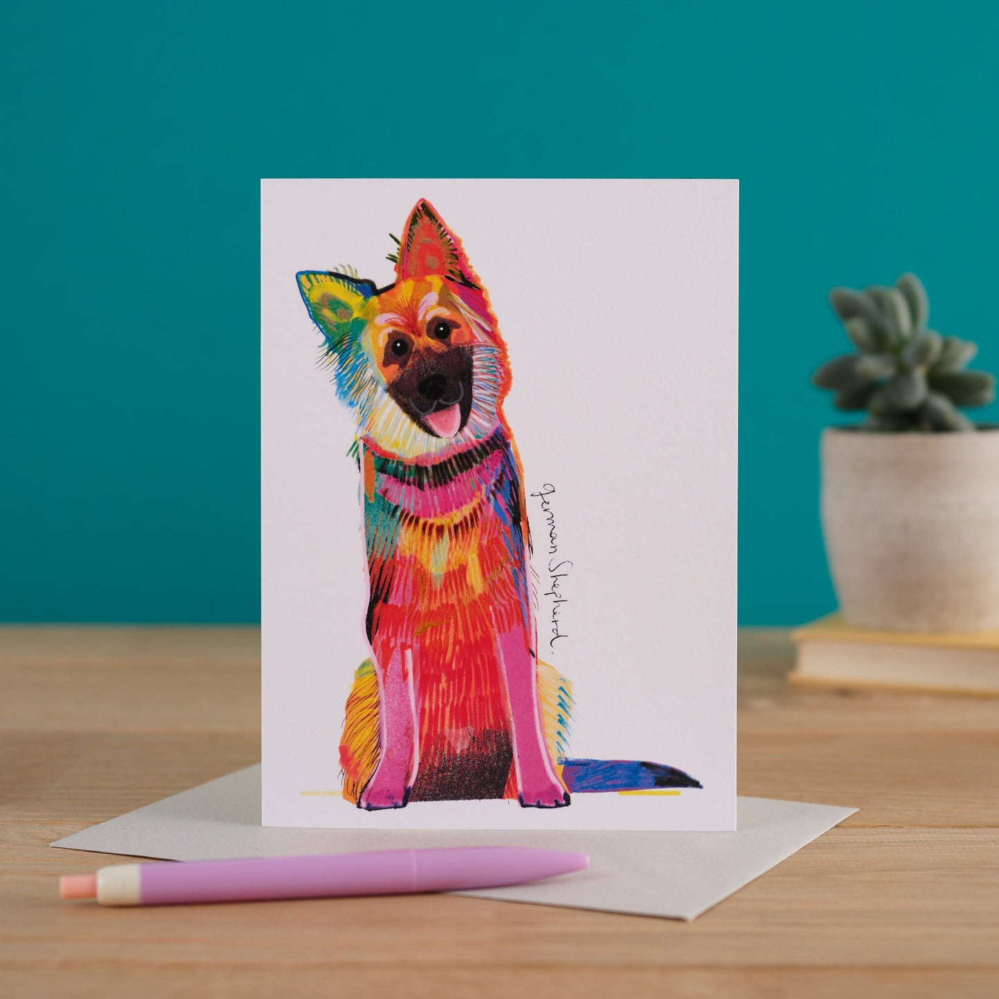 German Shepherd Dog Card, Dog Gift, I DREW DOGS, WF008