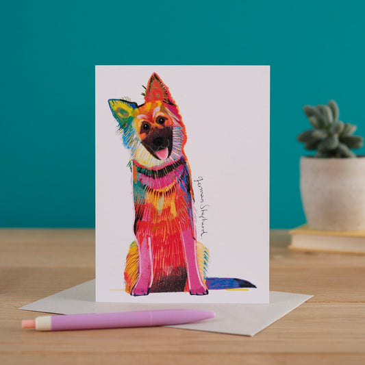 German Shepherd Dog Card, Dog Gift, I DREW DOGS, WF008