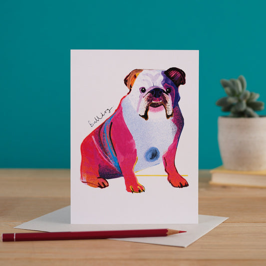 Bulldog Dog Card, Dog Gift, I DREW DOGS, WF013