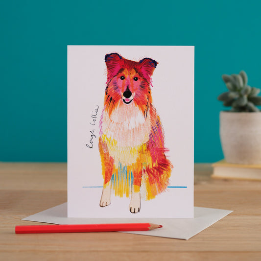 Rough Collie Dog Card, Dog Gift, I DREW DOGS, WF017