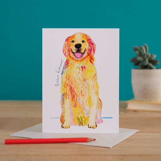 Golden Retriever Dog Card, Dog Gift, I DREW DOGS, WF001