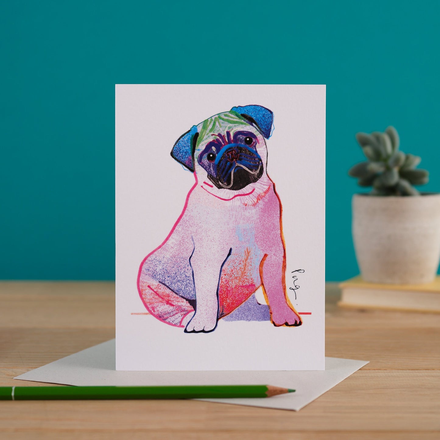 Pug Dog Card, Dog Gift, I DREW DOGS, WF018