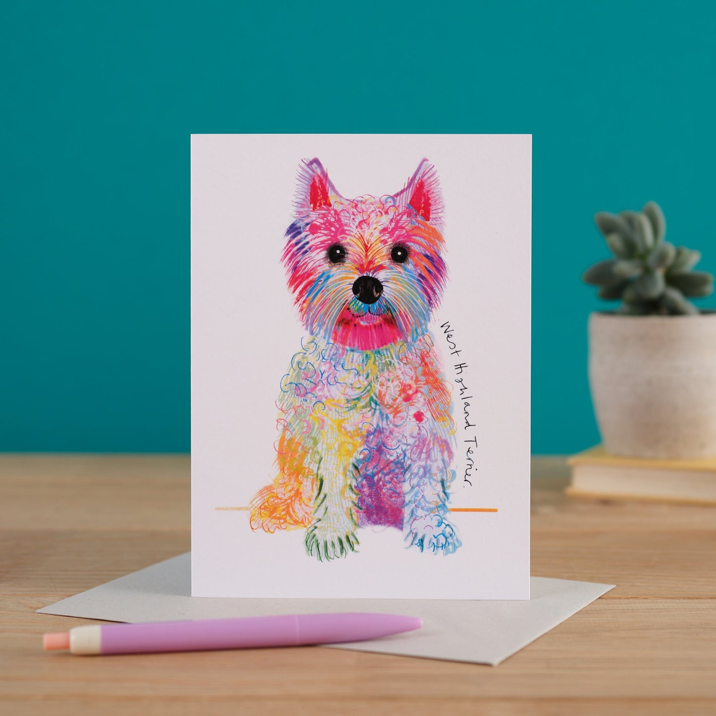 West Highland Terrier Dog Card, Dog Gift, I DREW DOGS, WF021
